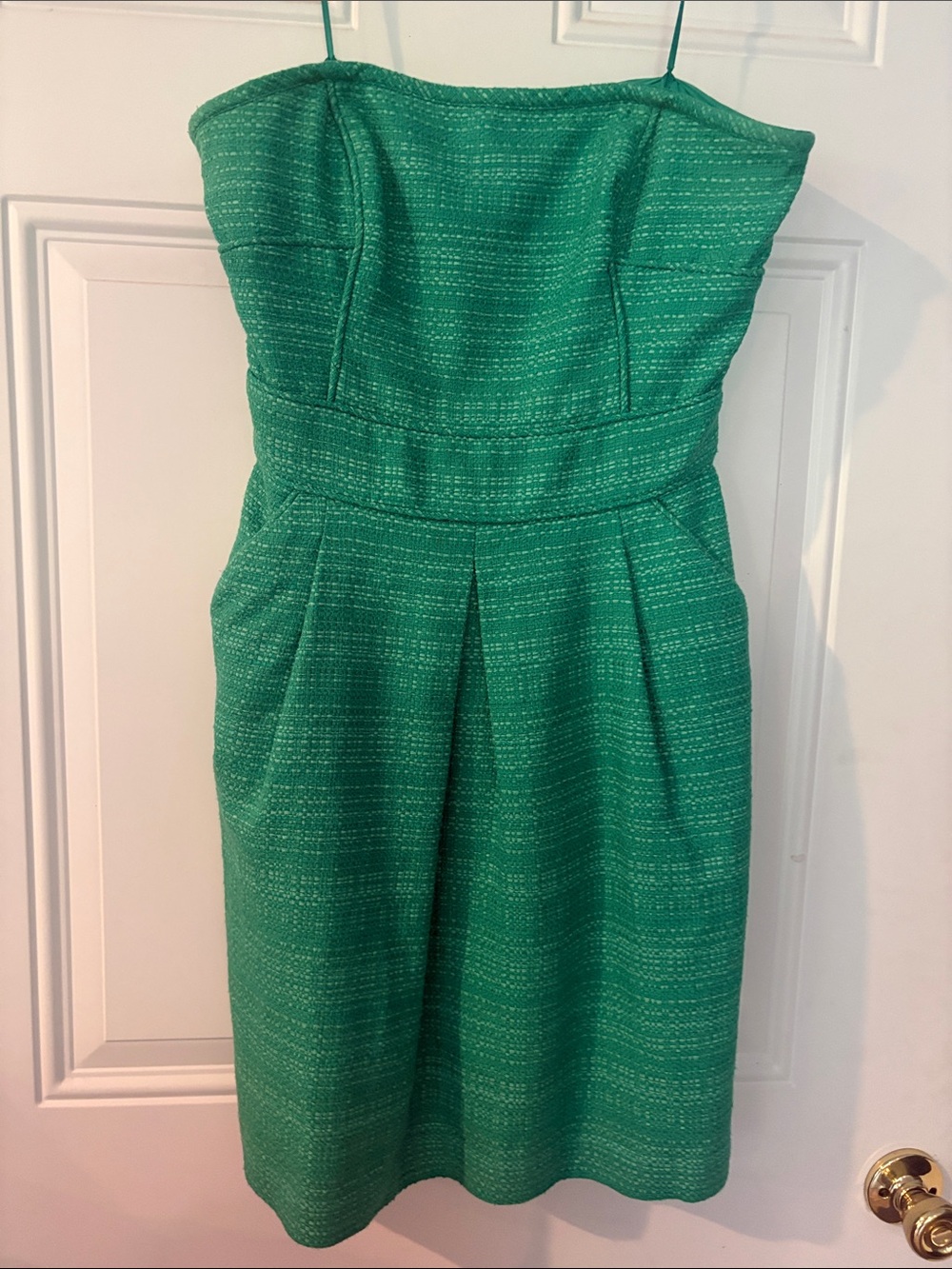 Banana Republic Strapless Emerald Green Textured Sheath Dress